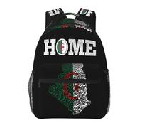 Sac à dos léger et décontracté avec drapeau et carte de l'Algérie, idéal pour les voyages et les activités de plein air. Il est doté de multiples poches de rangement et convient aussi bien au travail