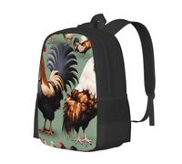 Sac à dos léger et décontracté de grande capacité Motif coq et poulet | Légères. Bretelles rembourrées. Convient aux ordinateurs portables de 15".