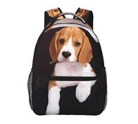 Sac à dos léger et décontracté pour étudiant - Sac à dos multifonctionnel pour l'école, le travail 20 x 29 x 30 cm Motif Ovely Pet Dog Beagle, Noir , taille unique