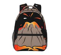 Sac à dos léger et décontracté pour étudiant - Sac à dos multifonctionnel pour l'école, le travail 7,8 x 11,4 x 15,7 pouces imprimé volcan, Noir , taille unique