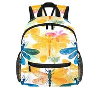 Sac à dos léger pour enfants de 3 à 8 ans Motif floral et pensée Violet, Multicolore 14., 25.4x10x30 CM/10x4x12 in