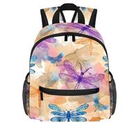 Sac à dos léger pour enfants de 3 à 8 ans Motif floral et pensée Violet, Multicolore 16., 25.4x10x30 CM/10x4x12 in