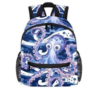 Sac à dos léger pour enfants de 3 à 8 ans, motif mer, ancres, vagues, éclaboussures, Multicolore 6., 25.4x10x30 CM/10x4x12 in