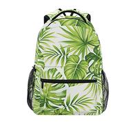 Sac à dos léger pour enfants, d'école ou de voyage, pour ordinateur, motif feuilles de palmier vert tropical, blanc, Vert, 16x11.4x6.9in