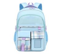 Sac à dos léger pour la rentrée scolaire des filles adapté aux élèves de 1re à 4e année et de 5 à 15 ans usage quotidien design double sangle style décontracté tissu imperméable et résistant (Blue, L)