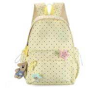Sac à dos léger pour l'école pour femmes, sac à dos en nylon à pois de grande capacité avec pendentif, sacs à bandoulière pour les filles de collège, sacs de voyage pour les jeunes filles