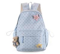 Sac à dos léger pour l'école pour femmes, sac à dos en nylon à pois de grande capacité avec pendentif, sacs à bandoulière pour les filles de collège, sacs de voyage pour les jeunes filles