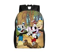 Sac à dos léger unisexe pour ordinateur portable, idéal pour les voyages, l'école ou le bureau, motif Cuphead Brother Mugman - XTYD2290 Noir