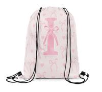 Sac À Dos Lettre I Esthétique Coquette Nœud Papillon Rose Mignon Cœur Alphabet Princesse Rêveuse Sacs À Cordon Réglable Sac De Sport Pliable Gym Sack pour Gym Fête Camping
