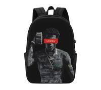 Sac à dos Lil Baby PF pour hommes, femmes et adolescents, sac à dos décontracté et résistant à l'eau - CASE597 Noir