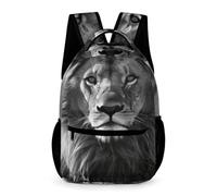 Sac À Dos Lion D'Afrique Noir Et Blanc Sac A Dos Scolaire Classique Rucksack Durable Cartable Scolaire pour Voyages Camping Travail