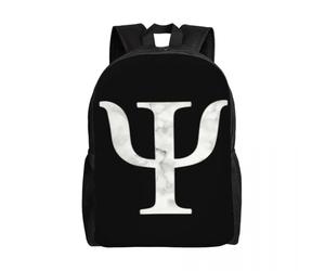 Sac à dos Loisirs Psychologie en plein air Marbre Psi symbole Ordinateur portable Hommes Femmes Sac de livre de base pour l’école collégiale Étudiant Psychologue Enseignant Cadeaux Cadeaux Cadeaux