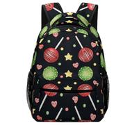 Sac À Dos Lollipops Stars Hearts Dots Sac D'École Tendancecartable Ordinateur Portable Bookbag pour Voyage Camping Scolaire
