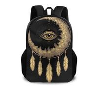 Sac À Dos Mandala Boho Crescent Moon Sun Dream Catcher Backpack Homme Et Femme Daypack Léger Sac D'École pour Camping Voyage Cadeau Rentrée