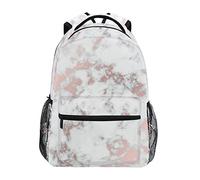 Sac À Dos Marbre Blanc Rose Gris Cartable Scolaire Unisexe Cartables Durable Rucksack pour Travail École Camping