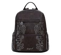 Sac à dos marron à motifs cloutés avec de multiples poches zippées