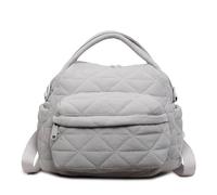 Sac à dos matelassé en nylon pour femme avec sangle réglable pour voyage, rendez-vous, shopping, gris, 400*350*110mm/15.75*13.78*4.33" (The shoulder straps are not adjustable.)