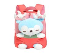 Sac À Dos Maternelle Peluche Fille, Cartable D 'école Fille Maternelle, Peluche Renne Amovible, Cartable Sacoche Douce, Petit Jouet Doux Et Sacoche Pour Petite Filles Garçon Bébé - 22x 26x10 Cm