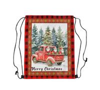 Sac À Dos Merry Christmas Retro Red Truck GNOME Snowflake Xmas Gym Sack Réglable Sacs À Cordon Pliable Sac De Sport pour Voyage Camping Swimming 36X42CM