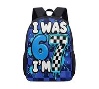 Sac à dos métallique bleu Lightning de 17 pouces SIX 67 SEPT, sac d'école chrome rétro des années 80 pour adolescents et garçons, grand sac à dos, 24, L, Minimaliste