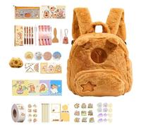 Sac à dos mignon, capacité de cartable comprenant des fournitures de papeterie - Mignon sac à dos en peluche avec motif Kapybar, pour et voyage excursion d'une journée École Camping