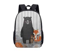 Sac à dos mignon de 43,2 cm pour enfants, animaux de la forêt fantaisie, cerf, renard, lapin, sac d'école imprimé automne, 04, L, Minimaliste