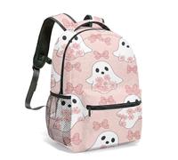 Sac à dos mignon de dessin animé fantôme avec nœuds violets, 42 cm imprimé sur toute la surface sac à dos pour l'école, les filles, les voyages, 04, L, Décontracté