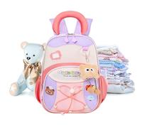 Sac à dos mignon de dessin animé, sac d'école spacieux, sac à dos de 32,6 cm de hauteur avec sangles réglables, sac à dos en polyester de dessin animé, sac à dos préscolaire avec motif de blocage des