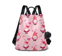 Sac à dos mignon de Saint Valentin rouge rose, panneau avant imprimé et poche principale zippée arrière, poignées en cuir, sangles souples pour