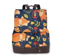 Sac à dos mignon pour femme avec imprimé de fleurs de renard, imperméable, antivol, léger, en cuir PU, sac à bandoulière en nylon, sac à dos d'école, sac à dos de voyage, Noir , Taille unique