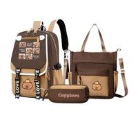 Sac à dos mignon pour filles | Conçu avec un adorable matériau tétonal de Capybara Kid School et du nylon haute densité, ce sac à dos est un sac de livre léger pour avec sac de messager et