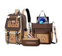 Sac à dos mignon pour filles | Conçu avec un adorable matériau tétonal de Capybara Kid School et du nylon haute densité, ce sac à dos est un sac de livre léger pour avec sac de messager et