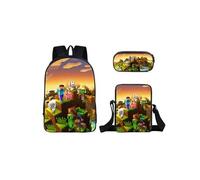 Sac à dos Minecraft Three-piece Student School Sac à dos Set Ensemble de sacs à dos décole pour étudiants modélisé de 1