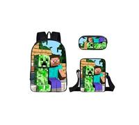 Sac à dos Minecraft Three-piece Student School Sac à dos Set Ensemble de sacs à dos décole pour étudiants modélisé de 8