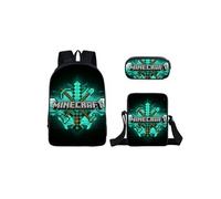 Sac à dos Minecraft Three-piece Student School Sac à dos Set Ensemble de sacs à dos décole pour étudiants