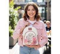 Sac à dos mini portefeuille Beauty & Beast Princesse Belle Fleurs Blanc Rose pink2