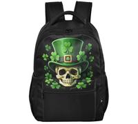 Sac à dos minimaliste avec doublure en peau de pêche et poches multiples | Sugar Skull St Patrick Day of the Dead Lucky Shamrock