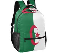 Sac à dos minimaliste en tissu sergé 6 compartiments pour adolescents de 7 à 18 ans, Drapeau de l'Algérie, Small, Sac à dos