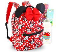 Sac à dos Minnie Mouse en nylon pour filles - Ensemble avec sac à dos d'école Minnie Mouse de 40,6 cm, bouteille d'eau, marque-page, plus | Sac d'école de luxe Minnie Mouse pour enfants, multicolore,