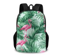 Sac À Dos Mint Green Palm Banana Leaves Lovely Exotic Bird Pink Flamingo Daypack Ordinateur Portable Sac D'École Loisirs Bookbag pour Étudiant Camping Randonnée
