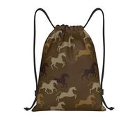 Sac À Dos Modern Minimalist Horse Brown Sac De Sport Colourful Sacs À Cordon Résistant Gym Sack pour École Swimming Camping 36X42CM