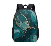 Sac à dos moderne abstrait bleu vert doré marbre imprimé 43,2 cm pour adolescents et enfants, sac d'école avec texture de pierre fluide, art, 03, L, Minimaliste
