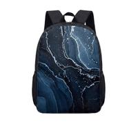 Sac à dos moderne abstrait bleu vert doré marbre imprimé 43,2 cm pour adolescents et enfants, sac d'école avec texture de pierre fluide, art, 02, L, Minimaliste
