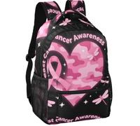 Sac à dos moderne avec doublure en peau de pêche légère pour garçons et filles pour le quotidien, Sensibilisation au cancer du sein libellules en forme de cœur, Medium, Sac à dos