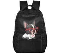 Sac à dos moderne en tissu sergé 6 compartiments pour garçons et filles | Femmes filles I Heart Mom Love Mama Boston Terrier amoureux des chiens