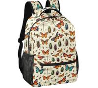 Sac à dos moderne en tissu sergé pour adolescents, Motif de papillons et libellules sans couture, motif coloré pour insectes, safaris d'été pour Bug Lo, Small, Sac à dos