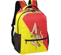 Sac à dos moderne pour adolescent avec doublure en peau de pêche léger pour garçons et filles, Drapeau de la Sicile, Medium, Sac à dos