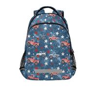 Sac à dos Monster Truck à cinq branches avec motif étoiles rouges et blanches pour enfants, sac d'école, sac à dos d'étudiant, sac à livres pour garçons et filles, sac décontracté