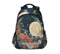 Sac à dos motif fleurs pleine lune pour enfants, sac d'école, sac à dos d'étudiant, sac à livres pour garçons et filles, sac décontracté, Fleurs pleine lune, Taille unique