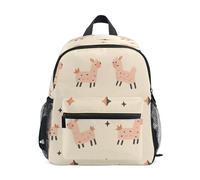 Sac à dos motif lama rose beige pour filles enfants sac à dos sifflet sac à dos avec étiquette de nom pour tout-petits mochilas para ni de 3 a?os M